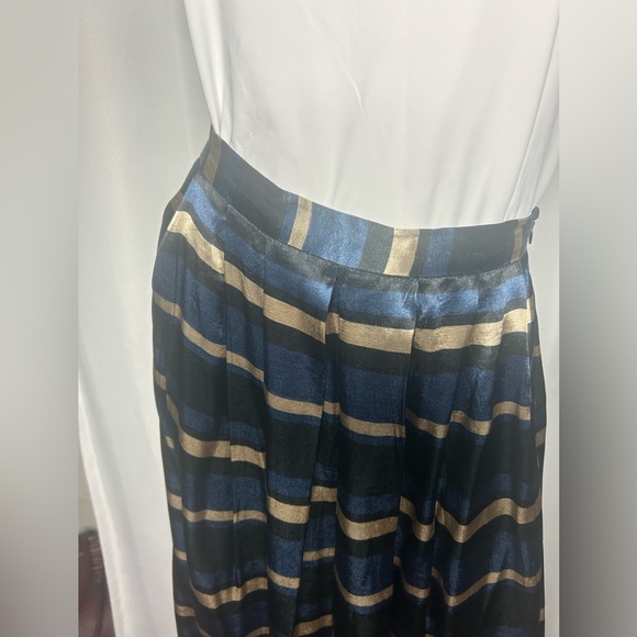 ZARA Multi-Color Pleated Striped Satin Skirt - Picture 6 of 8